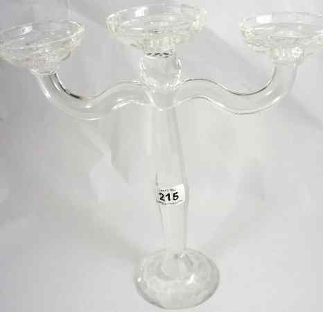 Appraisal: Large Glass Three Arm Candelabra