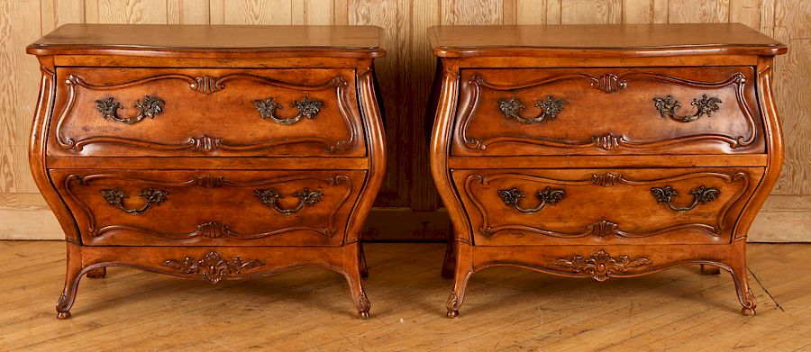 Appraisal: PAIR OF BOMBAY LOUIS XV STYLE COMMODES BY CENTURY A