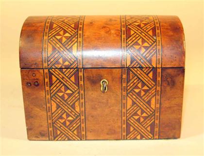 Appraisal: Victorian tunbridgeware and walnut tea caddy late th century The