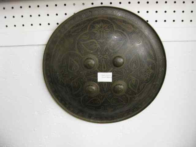 Appraisal: Bronze Shield Black enameled andengraved '' diameter