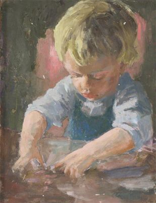 Appraisal: Priscilla Hanbury - Study of a boy playing Oil on