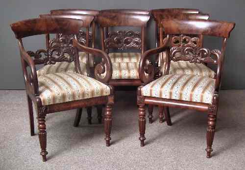 Appraisal: A set of eight George IV mahogany dining chairs including