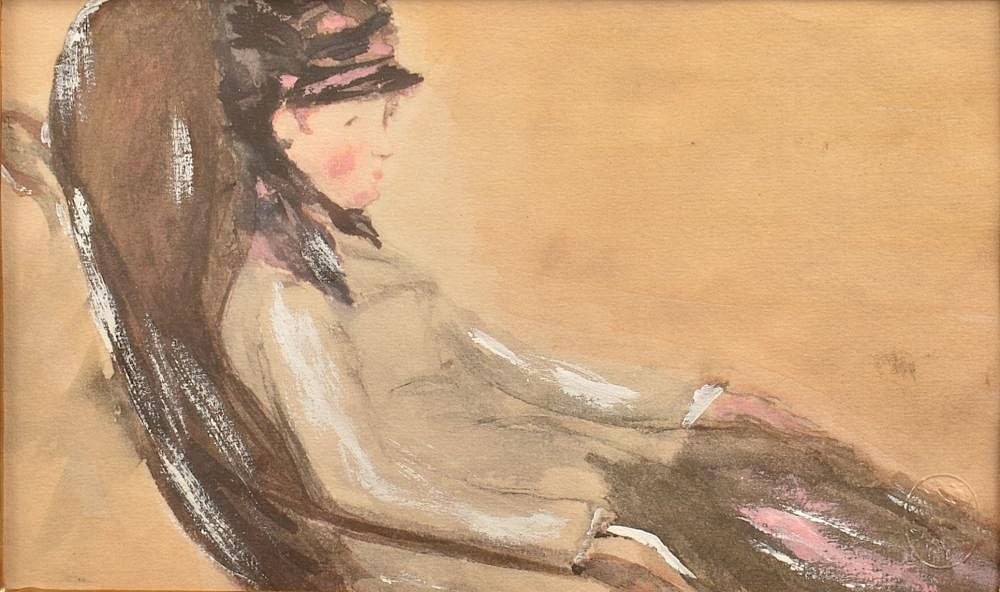 Appraisal: Pastel and watercolor Painting of a Woman Late th Early