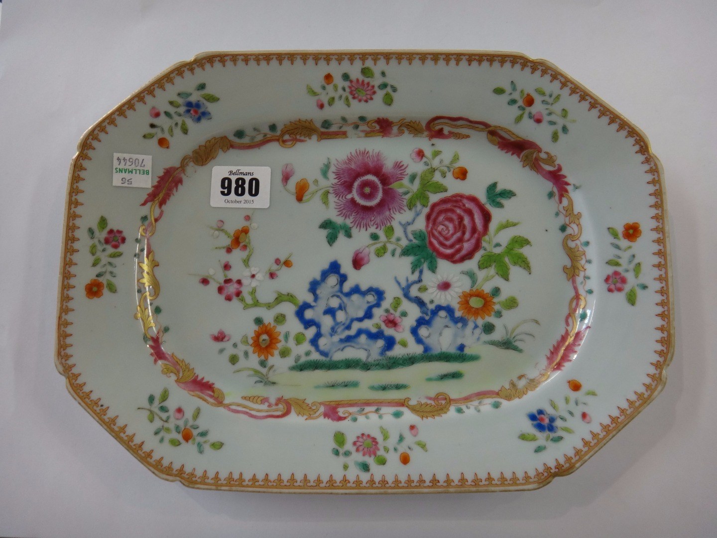 Appraisal: A Chinese canted rectangular dish Qianlong painted in famille-rose enamels