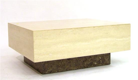 Appraisal: Stone coffee table similar to Vladimir Kagan design oblong travertine