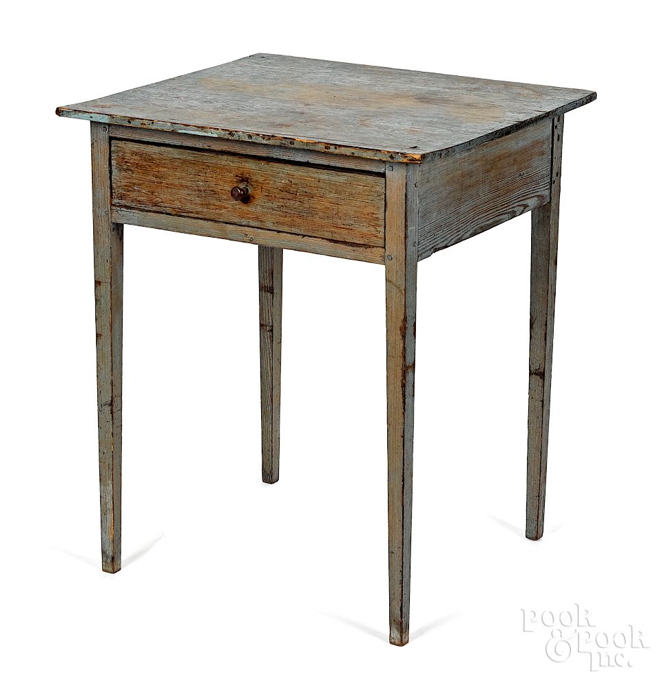 Appraisal: Mid-Atlantic painted hard pine one-drawer stand Exclusive on Bidsquare Mid-Atlantic