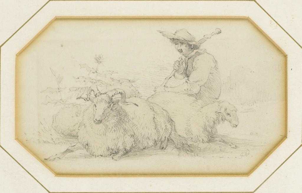 Appraisal: GEORGE MORLAND - STUDY OF A SHEPHERD signed with initials