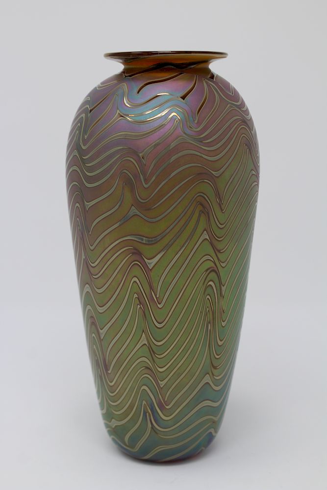 Appraisal: Craig Zweifel Iridescent Art Glass Vase Craig Zweifel Iridescent Signed