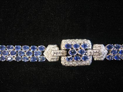 Appraisal: karat white gold sapphire and diamond bracelet An Art Deco