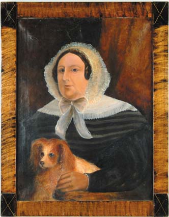 Appraisal: UNSIGNED th Century PORTRAIT OF WOMAN WITH HER DOG Middle