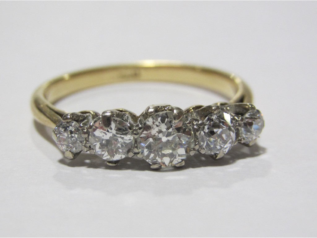 Appraisal: Early th century ct gold diamond five stone ring with