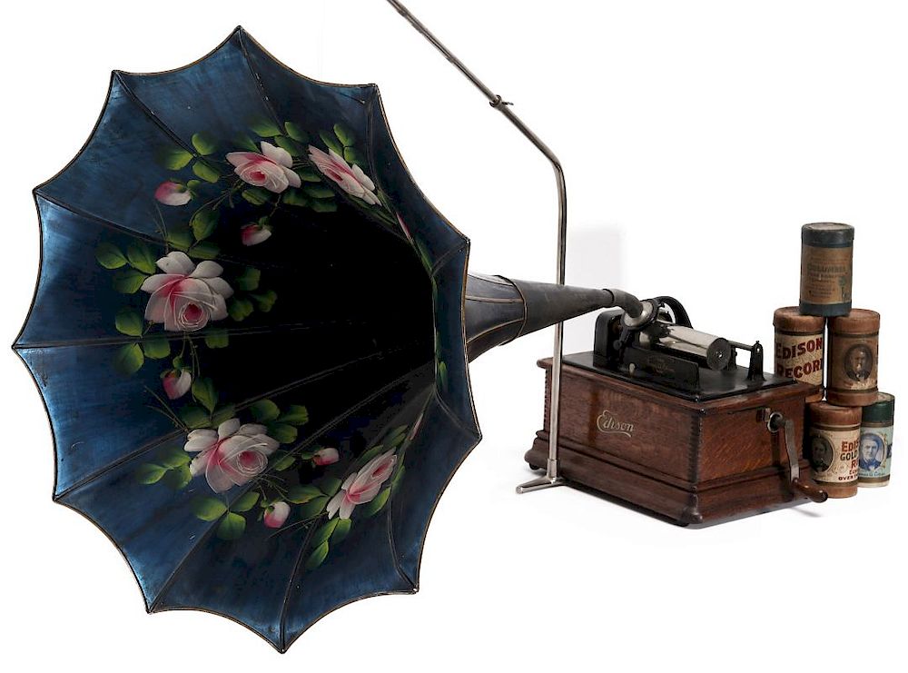 Appraisal: AN EDISON STANDARD PHONOGRAPH W PAINTED HORN An Edison Standard