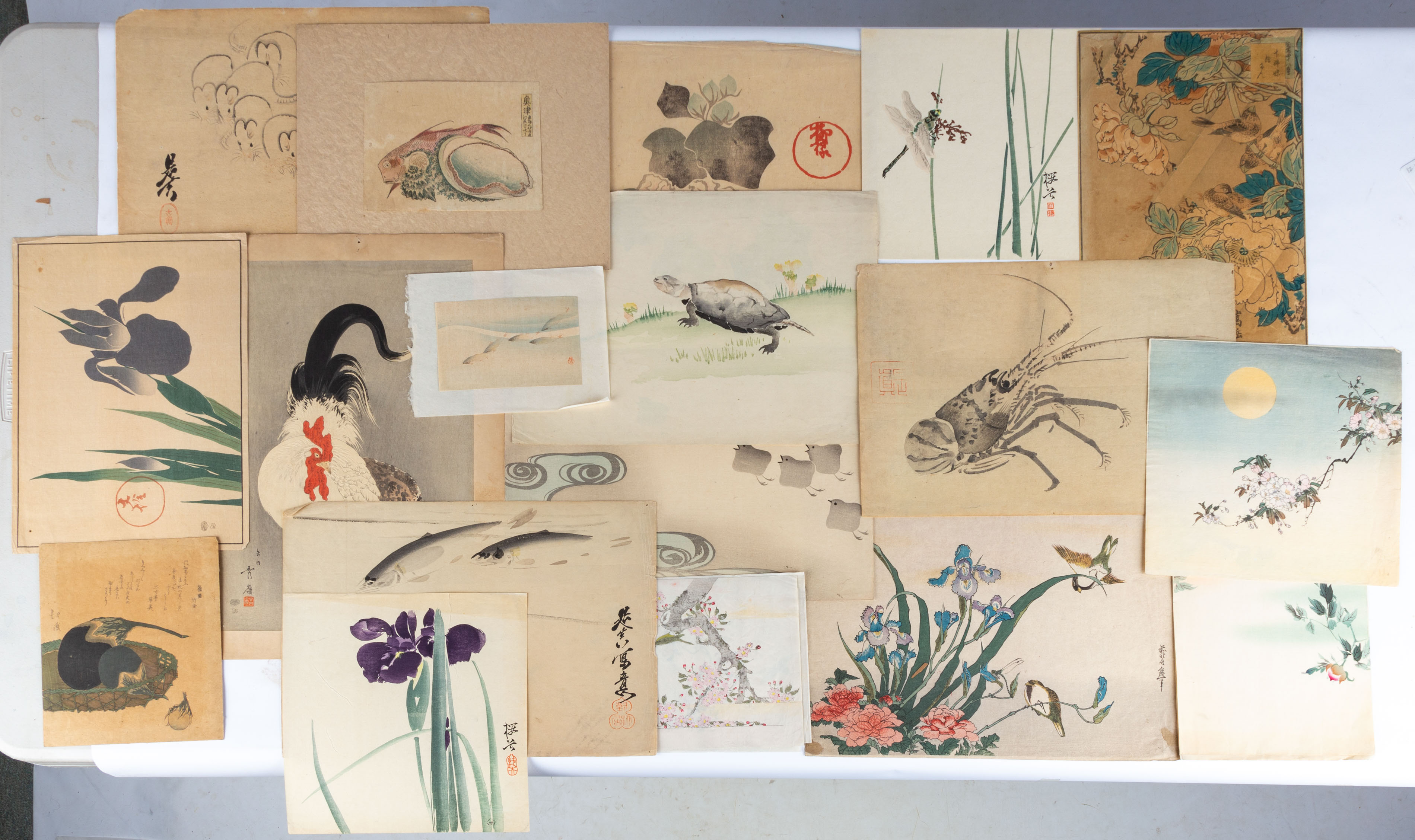 Appraisal: JAPANESE WOODBLOCK PRINTS OF ANIMALS AND FLOWERS Japanese Woodblock Prints