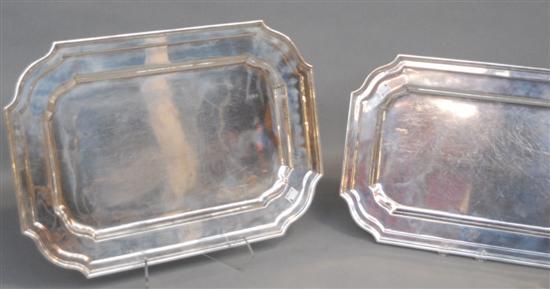 Appraisal: PAIR WILLIAM B DURGIN CO STERLING SILVER TRAYS Graduated with