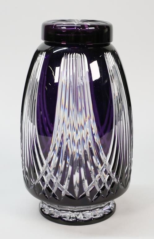 Appraisal: Purple cut to clear lidded glass jar Flea bites small