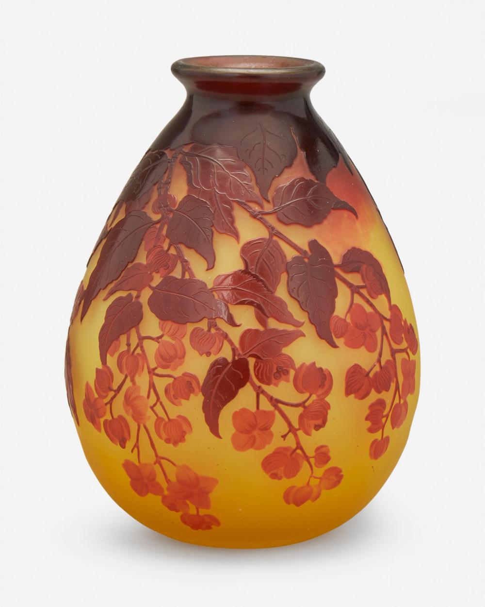 Appraisal: A Gall cameo glass Dogwood vase Late th early th