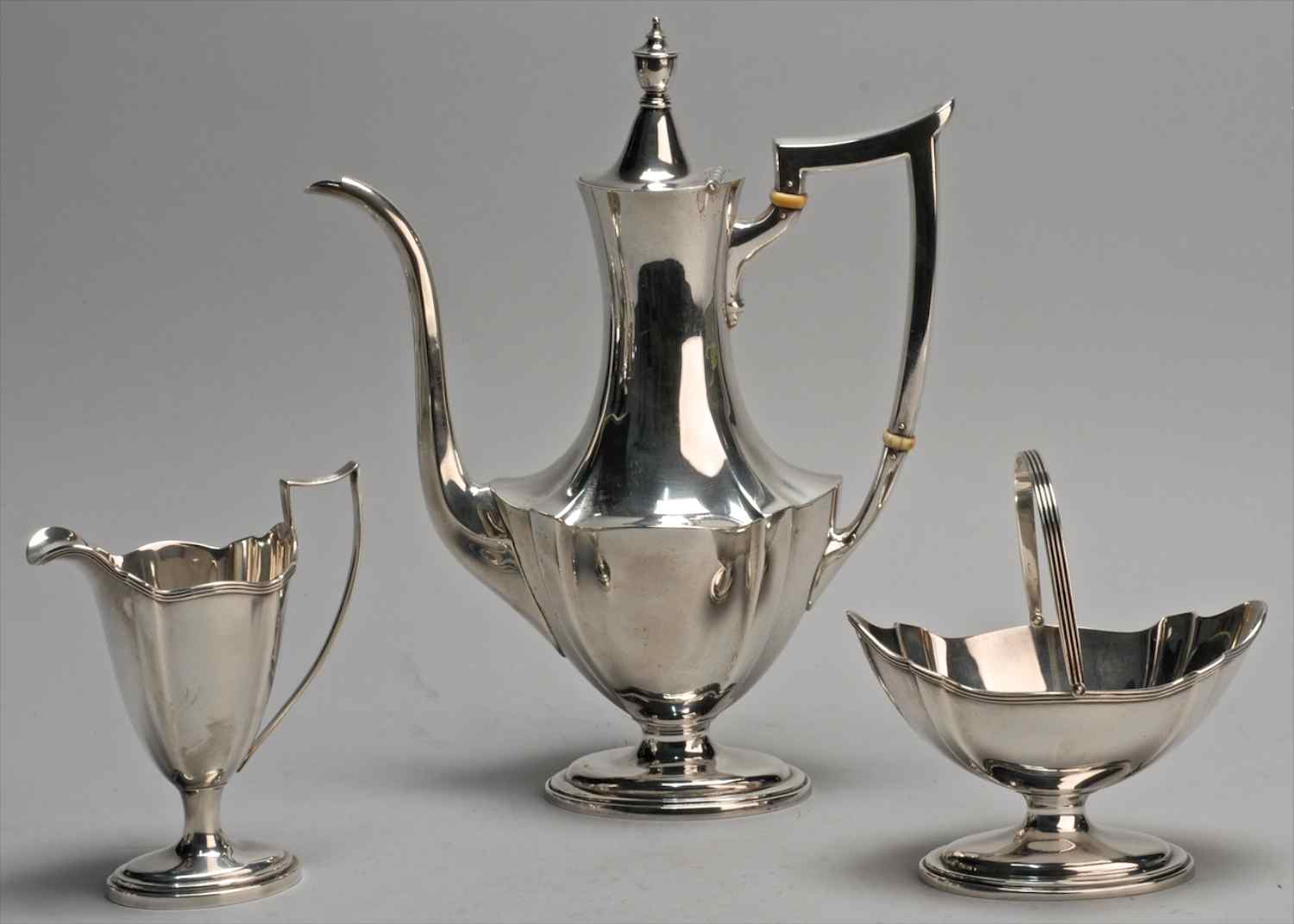 Appraisal: STERLING SILVER THREE-PIECE DEMITASSE SET BY GORHAM MFG CO In