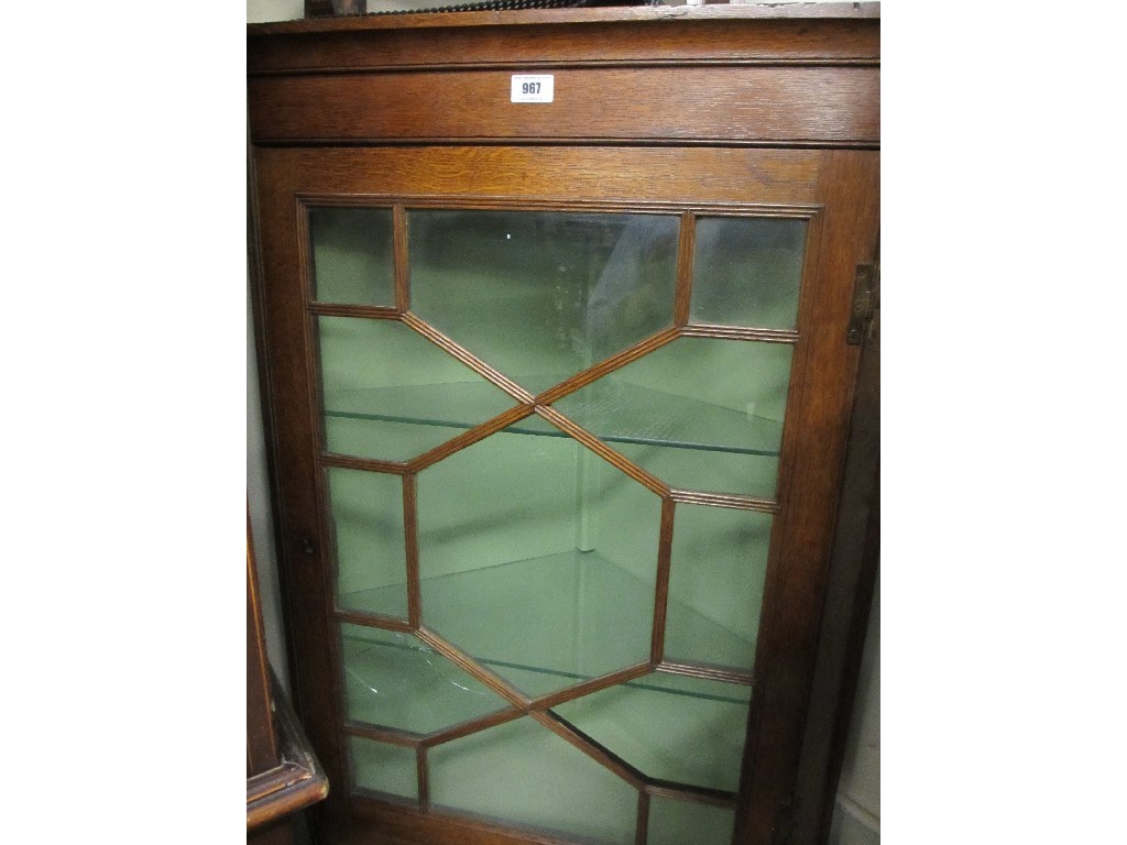 Appraisal: Oak glazed corner cabinet