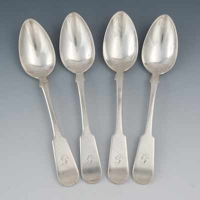 Appraisal: Four George III Scottish Sterling Silver Tea Spoons by William