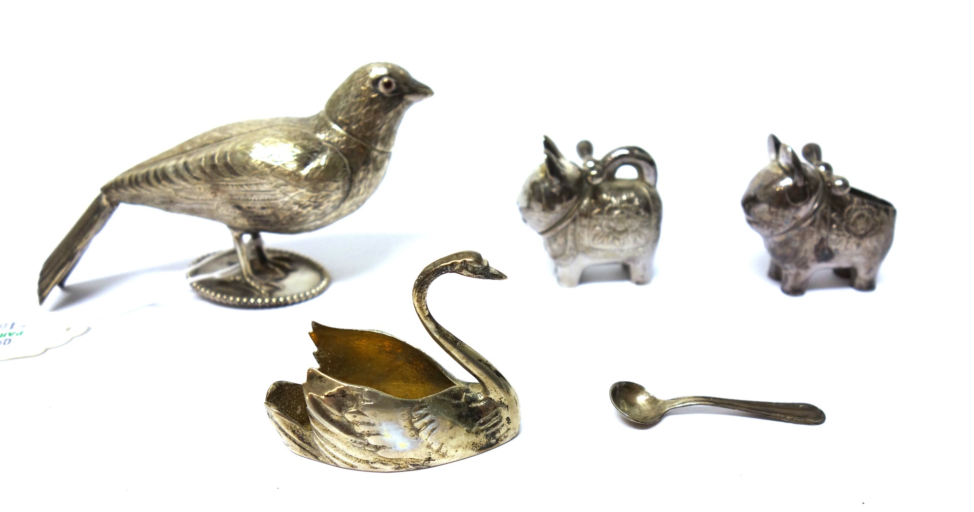 Appraisal: Four foreign models of birds and animals comprising a pepperette