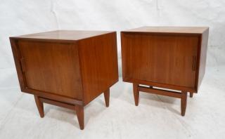 Appraisal: Pr Falster Danish Modern Teak Night Stands Slidi Pr Falster