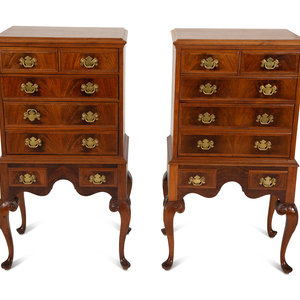 Appraisal: A Pair of Georgian Style Mahogany Diminutive High Boys TH