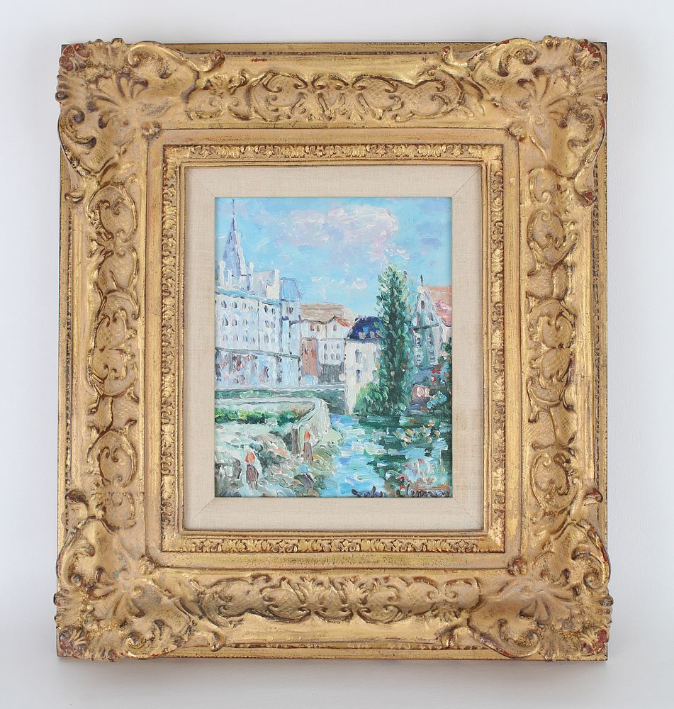 Appraisal: Signed th C French Impressionist Canal Scene Signed th C