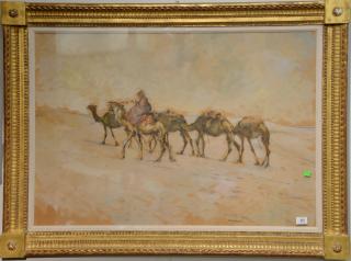 Appraisal: Pal Fried - Camel's Caravan in Algeria mixed media on