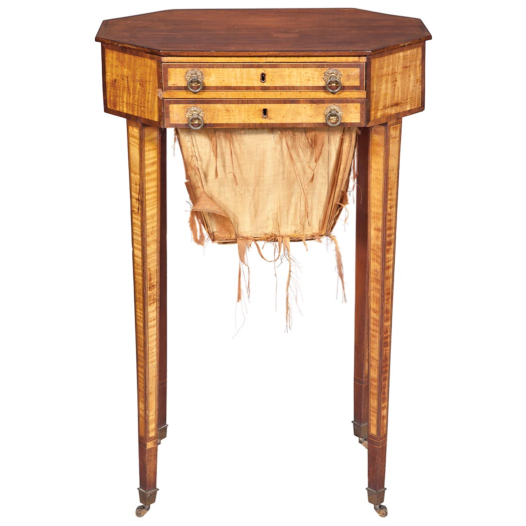 Appraisal: Federal Satin Birch and Inlaid Mahogany Work Table In the