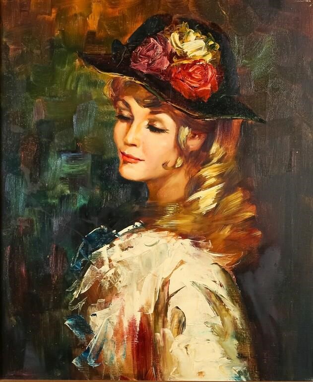 Appraisal: Blay Loric Oil on canvas of a fashionably dressed woman