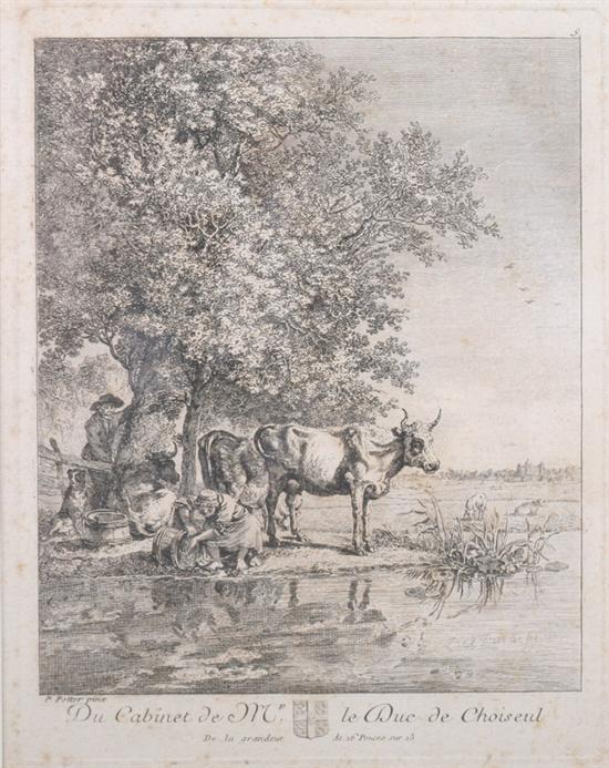 Appraisal: PAULUS POTTER Dutch - Etching Inscribed P Potter pinx Du