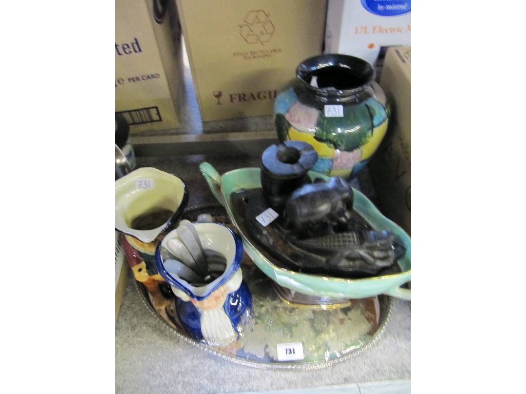 Appraisal: Lot comprising EP tray vase toby jugs etc