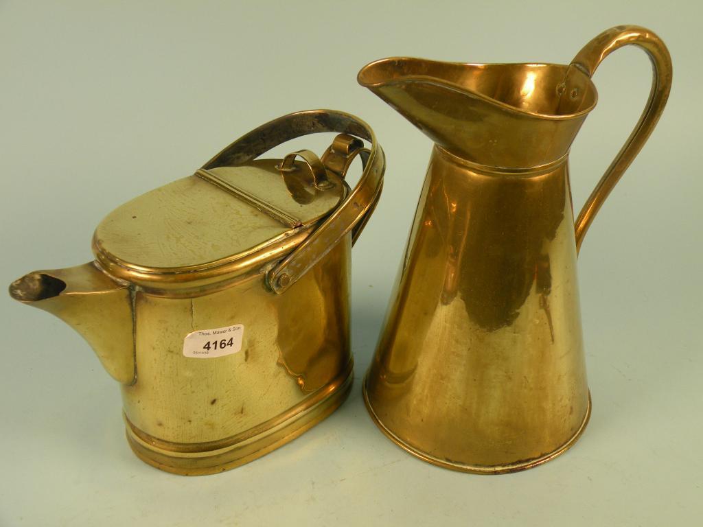 Appraisal: A Victorian brass watering can hot water container stamped H