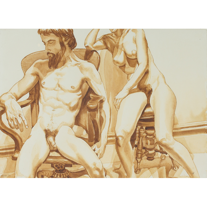 Appraisal: Philip Pearlstein American b ''Seated Male and Female Models on