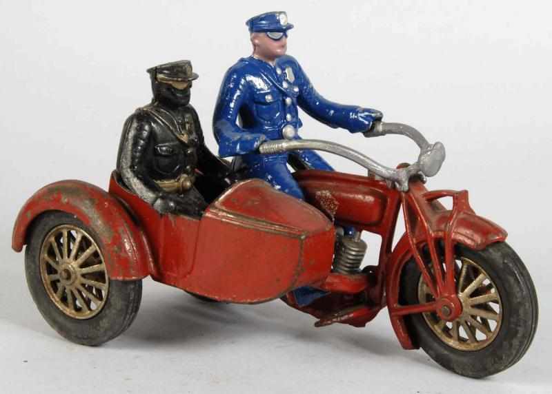 Appraisal: Cast Iron Hubley Indian Motorcycle Sidecar Toy Description American Two