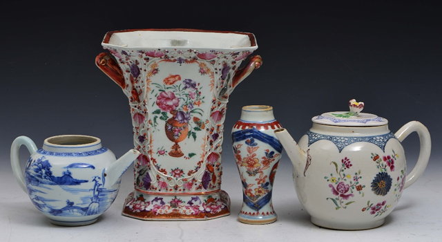 Appraisal: A CHINESE FAMILLE ROSE BOUGH POT moulded with flowers and