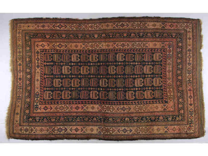 Appraisal: Persian Turkoman Style Rug ca overall rosette pattern on brick