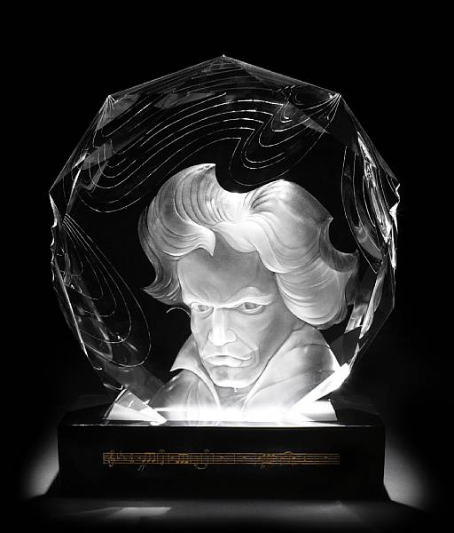 Appraisal: A Steuben glass sculpture Beethoven designed by Donald Pollard portrait