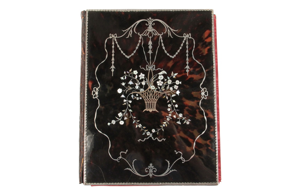 Appraisal: WRITING FOLIO - Dark Tortoiseshell Faced Folio with gold silver