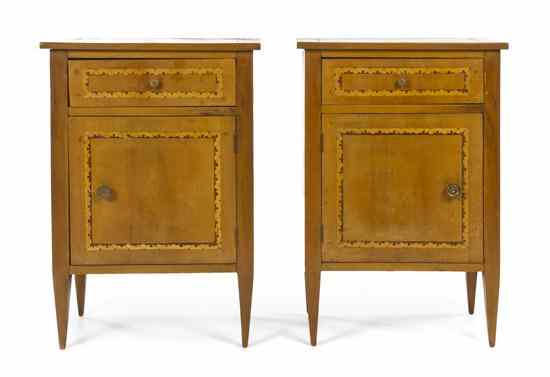 Appraisal: A Pair of Fruitwood Side Cabinets each having a rectangular