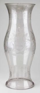 Appraisal: th c European large blown glass hurricane shade with etched