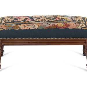 Appraisal: A Louis XVI Style Walnut Bench with a Needlepoint Seat