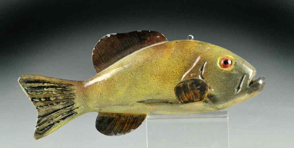 Appraisal: Fish Decoy - StubHand-carved wooden Bass decoy by Stub Bellaire