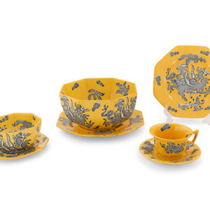 Appraisal: A Group Yellow and Cobalt Decorated Table Wares England th