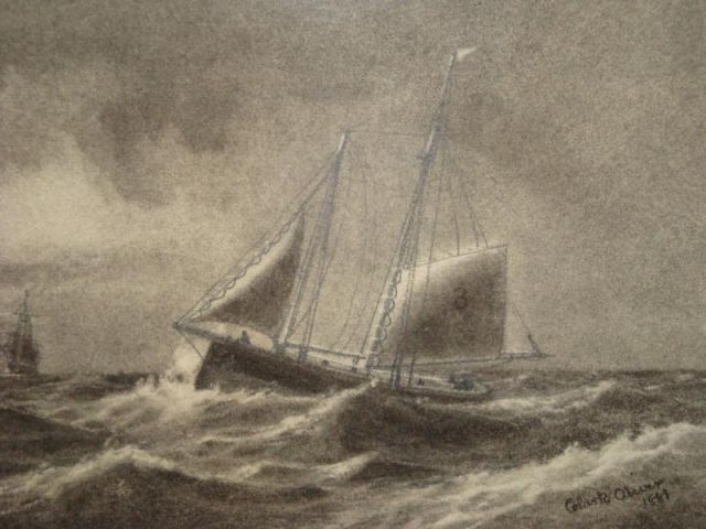 Appraisal: OLIVER Clark T Mixed Media of Sailing Ship in Stormy