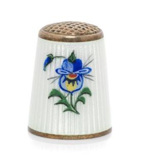 Appraisal: A Norwegian Silver and Guilloche Enamel Thimble Aksel Holmsen Sandefjord