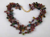 Appraisal: A three strand multi gem necklace approx cm long