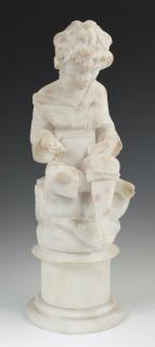 Appraisal: Carved Alabaster Figure of a Beggar Boy early t Carved