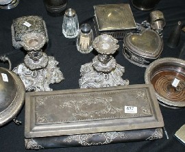 Appraisal: A collection of silver plated items including four jewellery boxes