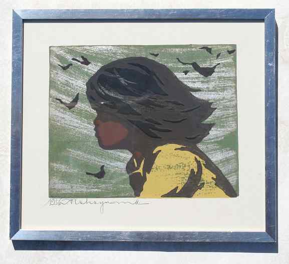 Appraisal: NAKAYAMA Tadashi Japanese - ''Girl in the Wind'' Woodblock ''